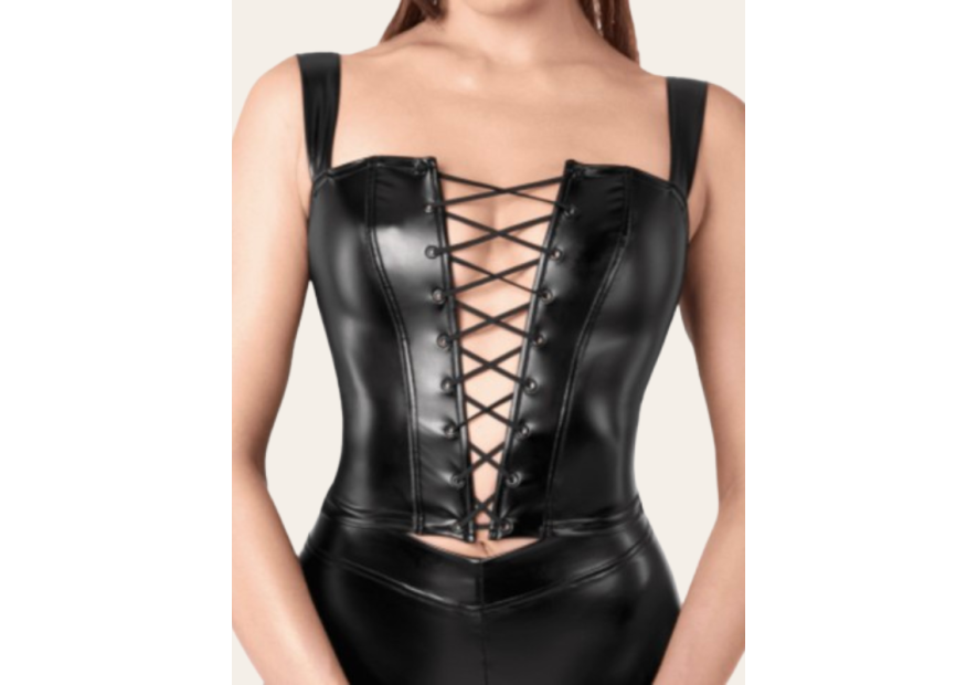 Top Néo – Décolleté plongeant & effet wetlook noir