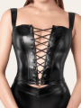 Top Néo – Décolleté plongeant & effet wetlook noir
