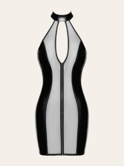 Robe Rosalia – Mini-robe wetlook transparente avec strass