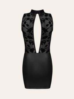 Robe Elizabeth – Mini robe wetlook & tulle floral velour