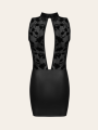Robe Elizabeth – Mini robe wetlook & tulle floral velour