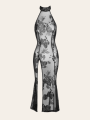 Robe Louison – Longue robe transparente à broderies florales