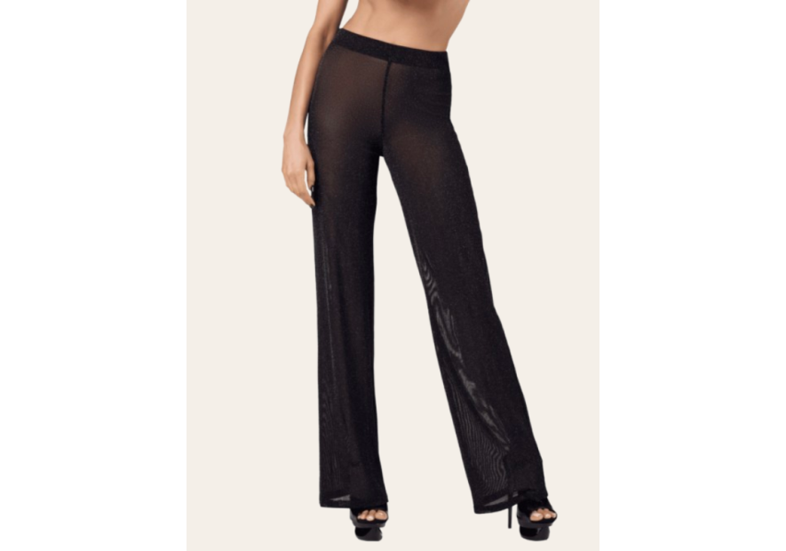 Pantalon Ernest – Pantalon fluide en tulle transparent argenté