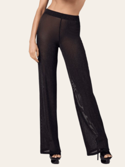 Pantalon Ernest – Pantalon fluide en tulle transparent argenté