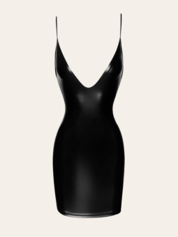 Mini robe wetlook à laçage – Dos nu séduisant et décolleté profond