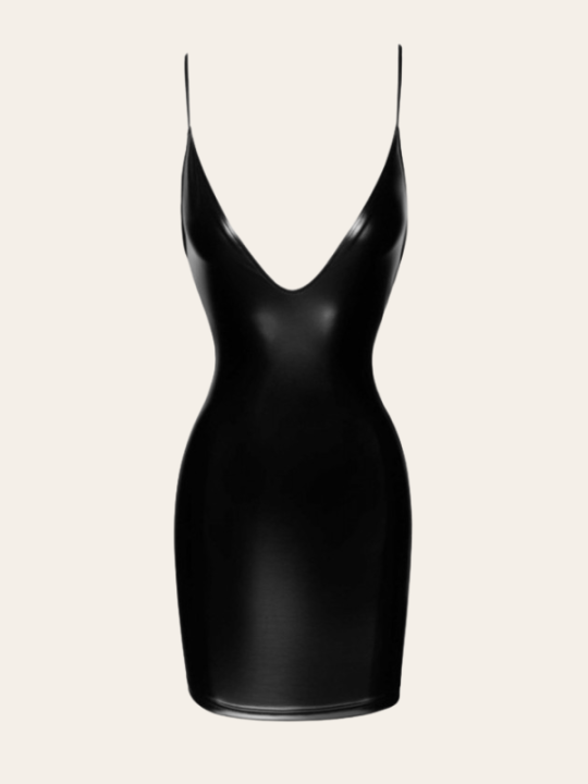 Mini robe wetlook à laçage – Dos nu séduisant et décolleté profond