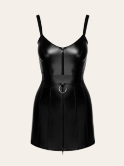 Robe Lena – Powerwetlook noir avec fermeture éclair frontale